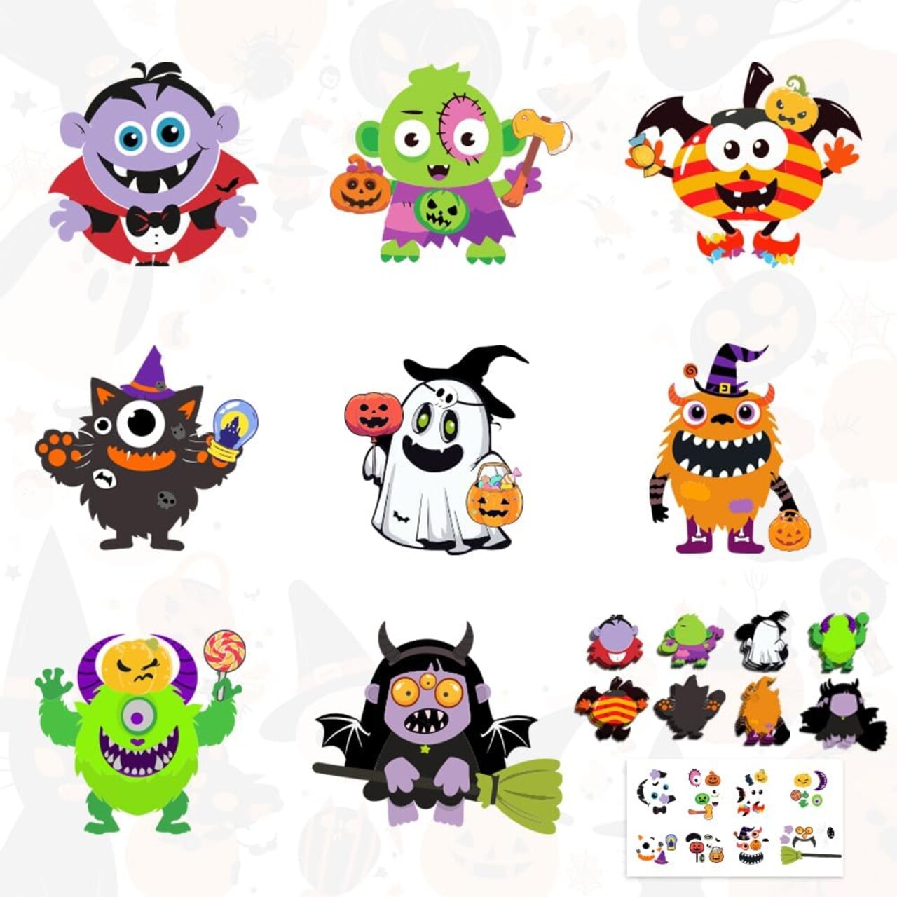 120pcs Halloween Monster Crafts Kits, Halloween Monster Hanging Ornaments